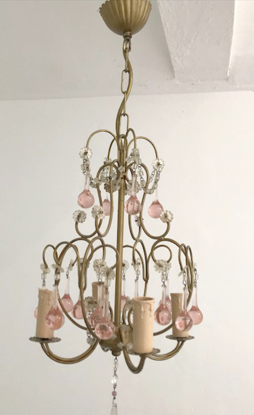 old french pink crystal chandelier